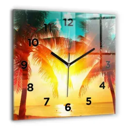 zegar-szklany-scienny-do-biura-z-grafika-wakacje-odpoczynek-lato-60x60-cm