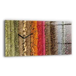 poziomy-zegar-szklany-do-kuchni-na-sciane-z-grafika-rzedy-przypraw-60x30-cm