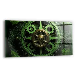 zegar-szklany-nowoczesny-ze-stylowym-nadrukiem-zielony-mechanizm-60x30-cm