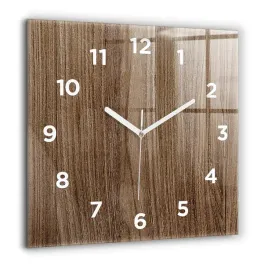 kwadratowy-zegar-szklany-scienny-do-biura-z-grafika-ciemne-drewno-60x60-cm