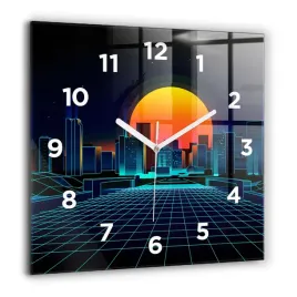 kwadratowy-zegar-szklany-ozdobny-ze-wzorem-cyberprzestrzen-miasto-60x60-cm