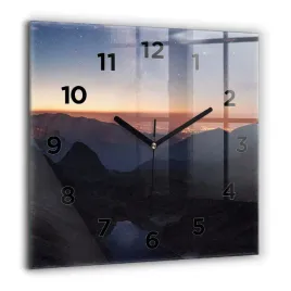 zegar-szklany-scienny-do-salonu-ze-wzorem-gory-o-zachodzie-slonca-60x60-cm