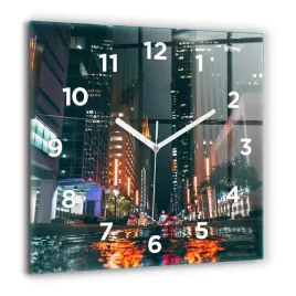 zegar-szklany-scienny-do-salonu-ze-wzorem-hotel-hilton-w-houston-60x60-cm