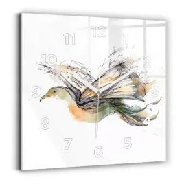 designerski-kwadratowy-foto-zegar-szklany-do-wnetrz-ptak-i-ksiazka-30x30-cm