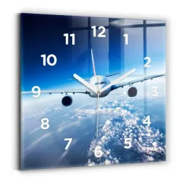 kwadratowy-foto-zegar-szklany-do-kuchni-na-sciane-samolot-chmury-30x30-cm