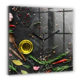 scienny-kwadratowy-zegar-szklany-z-nadrukiem-przyprawy-na-blacie-30x30-cm