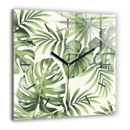 kwadratowy-zegar-szklany-do-salonu-ze-wzorem-tropikalny-wzor-duzy-60x60-cm