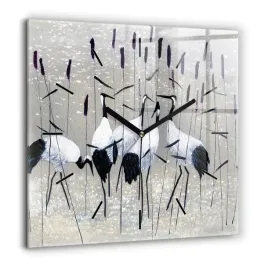 zegar-szklany-scienny-do-salonu-ze-wzorem-zurawie-w-trzcinie-xxl-60x60-cm