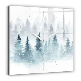 elegancki-zegar-szklany-na-sciane-ze-stylowym-nadrukiem-zimowy-las-30x30-cm