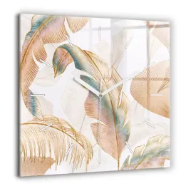 minimalistyczny-zegar-szklany-scienny-z-grafika-wzor-lisci-natura-60x60-cm