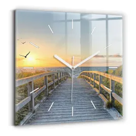 kwadratowy-zegar-szklany-designerski-z-nadrukiem-wakacje-na-plazy-30x30-cm