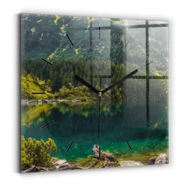 wiszacy-kwadratowy-zegar-szklany-z-nadrukiem-morskie-oko-w-tatrach-30x30-cm