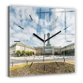 minimalistyczny-foto-zegar-szklany-scienny-panorama-miasta-ostrawa-30x30-cm