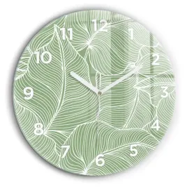 okragly-zegar-szklany-scienny-do-biura-ze-wzorem-liscie-natura-wzor-fi60-cm
