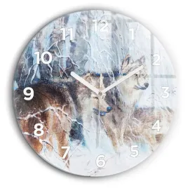 designerski-okragly-zegar-szklany-do-wnetrz-z-grafika-wilki-w-lesie-fi60-cm