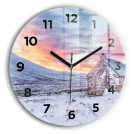 elegancki-okragly-zegar-szklany-na-sciane-ze-wzorem-domek-w-gorach-fi60-cm
