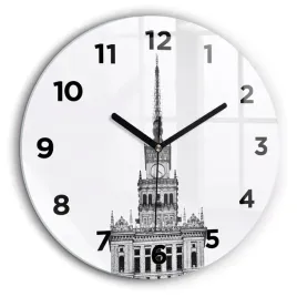 okragly-zegar-szklany-nowoczesny-z-nadrukiem-palac-kultury-i-nauki-fi60-cm