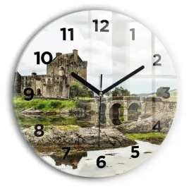 nowoczesny-foto-zegar-szklany-na-sciane-zamek-eilean-donan-szkocja-fi30-cm