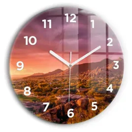 zegar-szklany-nowoczesny-z-nadrukiem-zachod-slonca-north-scottsdale-fi30-cm
