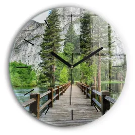 okragly-zegar-szklany-designerski-do-wnetrz-drewniany-most-yosemite-fi30-cm