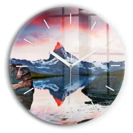 foto-zegar-szklany-scienny-do-salonu-stellisee-matterhorn-jezioro-fi30-cm