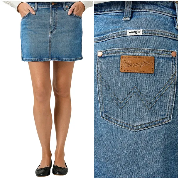 Wrangler Mini Skirt Resolute Blue krótka jeansowa spódnica L