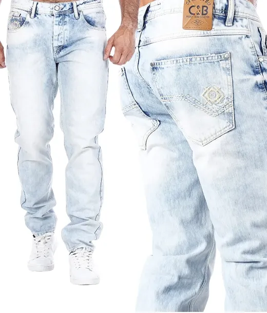 JEANSY SPODNIE CIPO BAXX JASNE PRZECIERANE ICEBLUE 34/32