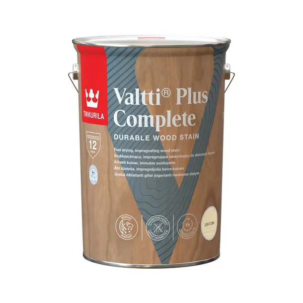 Lakierobejca drewno elewacje Tikkurila Valtti Complete Plus Light Oak 5l