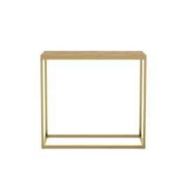 minimalistyczna-mala-zlota-konsola-well-80-z-blatem-dab-wotan
