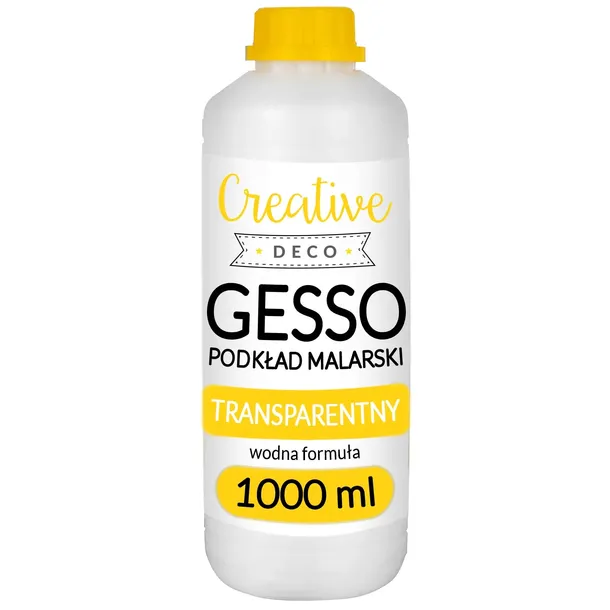 Gesso akrylowe bezbarwne podkład malarski grunt primer do farb butelka 1L
