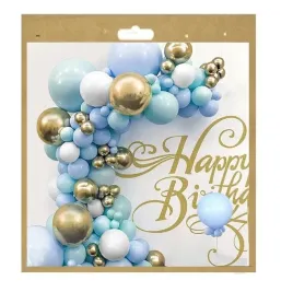 balony-blekitne-zlote-luk-girlanda-122-szt