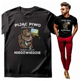 koszulka-meska-z-nadrukiem-pijac-piwo-jedzac-sledzie-silni-jak-niedzwiedzie