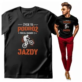 koszulka-meska-z-nadrukiem-zycie-to-podroz-poczuj-radosc-z-jazdy