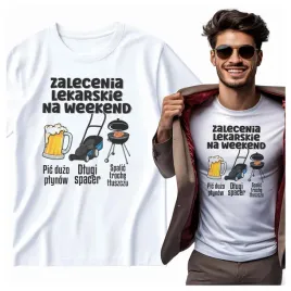 koszulka-meska-zalecenia-lekarskie-na-weekend-piwo-grill-koszenie-trawy