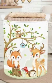 clastyle-kosz-na-pranie-dla-dzieci-z-uchwytem-zwierzeta-lesne-36x45-cm