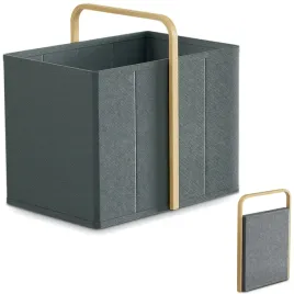 vireon-skladany-kosz-na-pranie-65l-z-bambusa-ciemnoszary-z-uchwytami