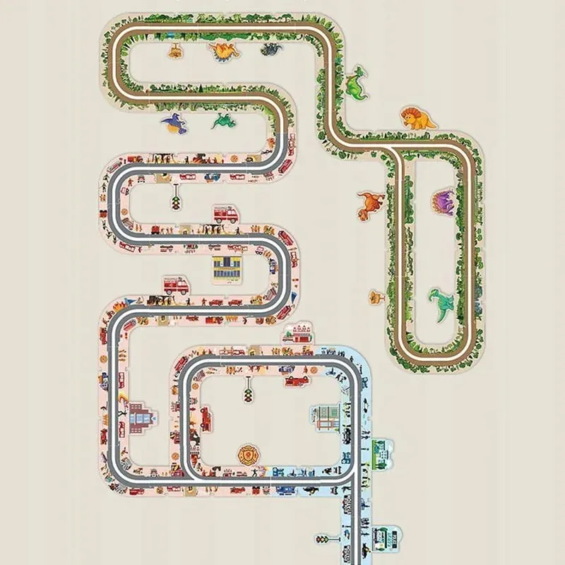 droga-tor-dla-samochodow-dinozaury-puzzle-44-elementy-stan-nowy