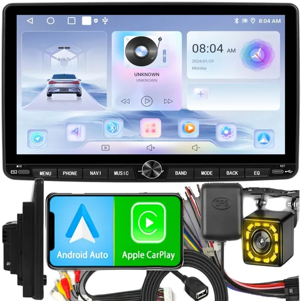 RADIO SAMOCHODOWE 1 DIN ANDROID AUTO CARPLAY RDS WIFI GPS DSP FM 10" 2GB