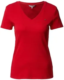 t-shirt-damski-w-serek-tommy-hilfiger-czerwony-xs