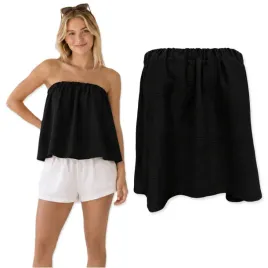 top-damski-tuba-xs-muslinowy-100percent-bawelna-bez-ramiaczek-letni-lekki-czarny