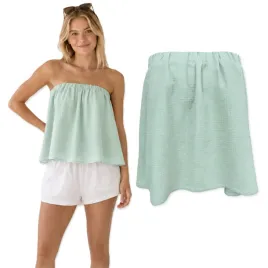 top-damski-tuba-xs-muslinowy-100percent-bawelna-bez-ramiaczek-letni-lekki-mieta