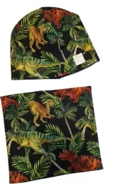 czapka-i-komin-dinozaury-w-lisciach