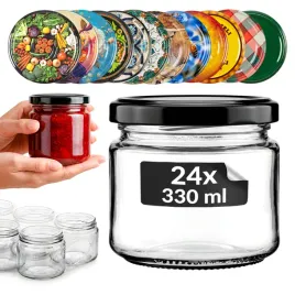 24x-sloiki-na-konfitury-dzem-miod-330-ml-sloiki-na-przetwory-zakretki-fi-82