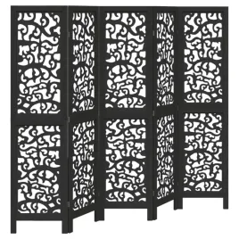 parawan-pokojowy-5-panelowy-czarny-lite-drewno-paulowni