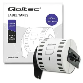 qoltec-tasma-do-brother-dk-22205-or-62mm-x-30-48m-or-biala-czarny-nadruk-or