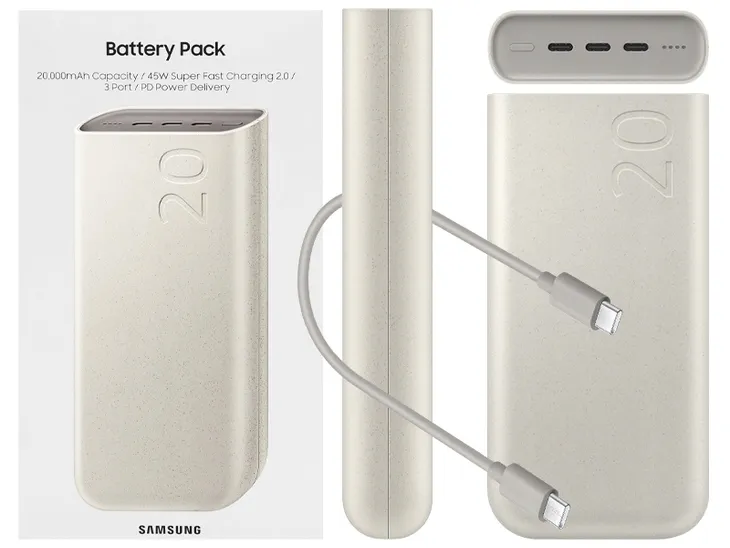 POWERBANK SAMSUNG EB-P4520 SUPER FAST CHARGE 45W PD 3X USB-C 20000 MAH