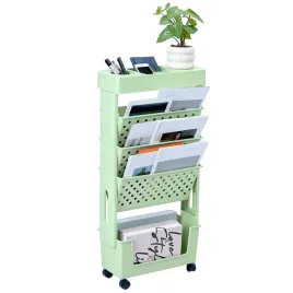 regal-na-kolkach-mobilny-wozek-zielony-organizer-polka-ksiazki-biuro