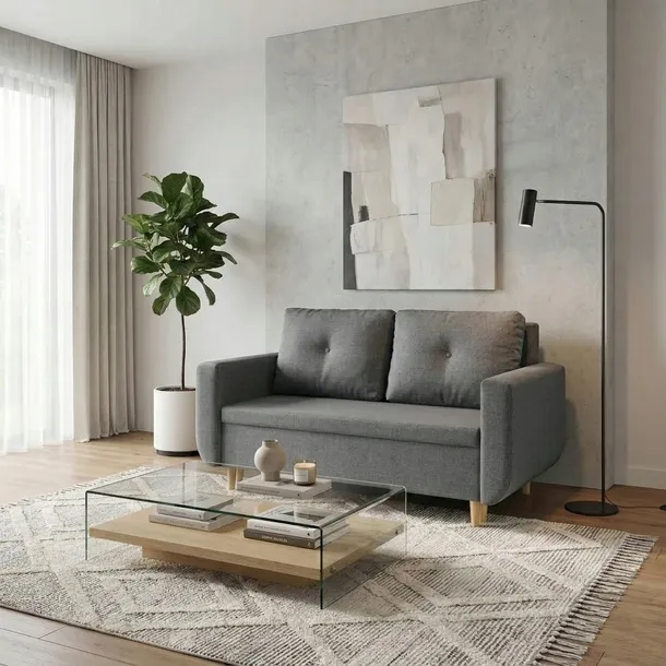 Sofa kanapa 2 os z funkcją spania DORO jasno szara