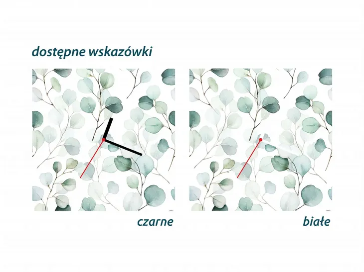 zegar-szklany-romb-akwarelowe-listki-typ-scienny