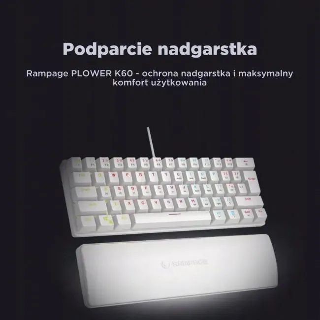 rampage-plowerk60-blue-switch-biala-stan-nowy